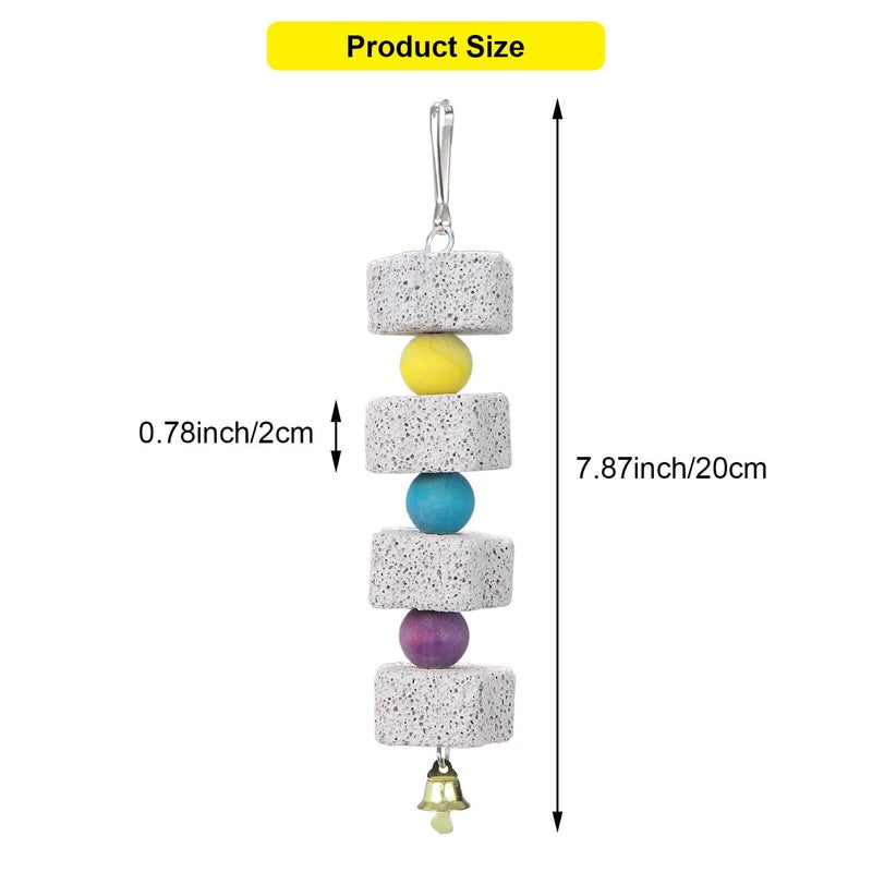 Litewoo Parrot Bird Chew Toys 2-Pcs, Bird Beak Grinding Lava Block with Bell Toy for Conure, Budgie, Parakeet, Cockatoo, Cockatiel, Finch - Image 2